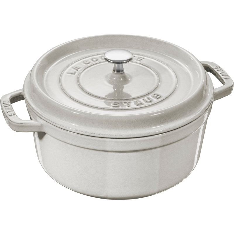 La Cocotte Cast Iron Round Cocotte, White Truffle, 7 quarts