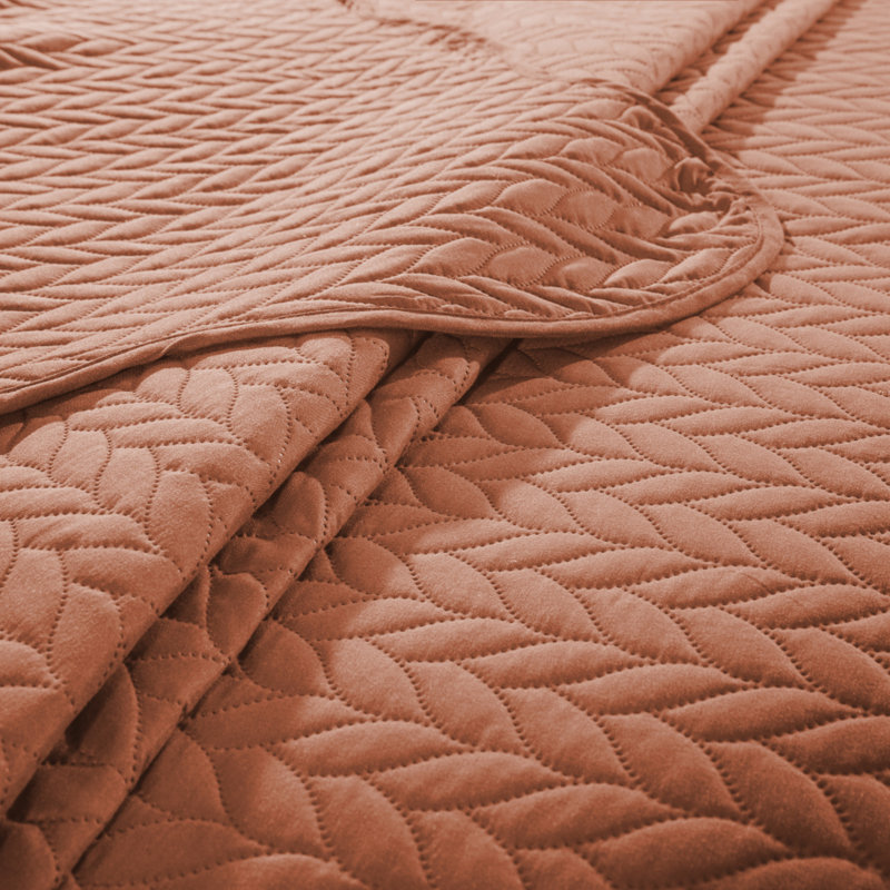 Microfiber Embossed Bedspread Set, Twin Bedspread + 1 Standard Sham, Rust