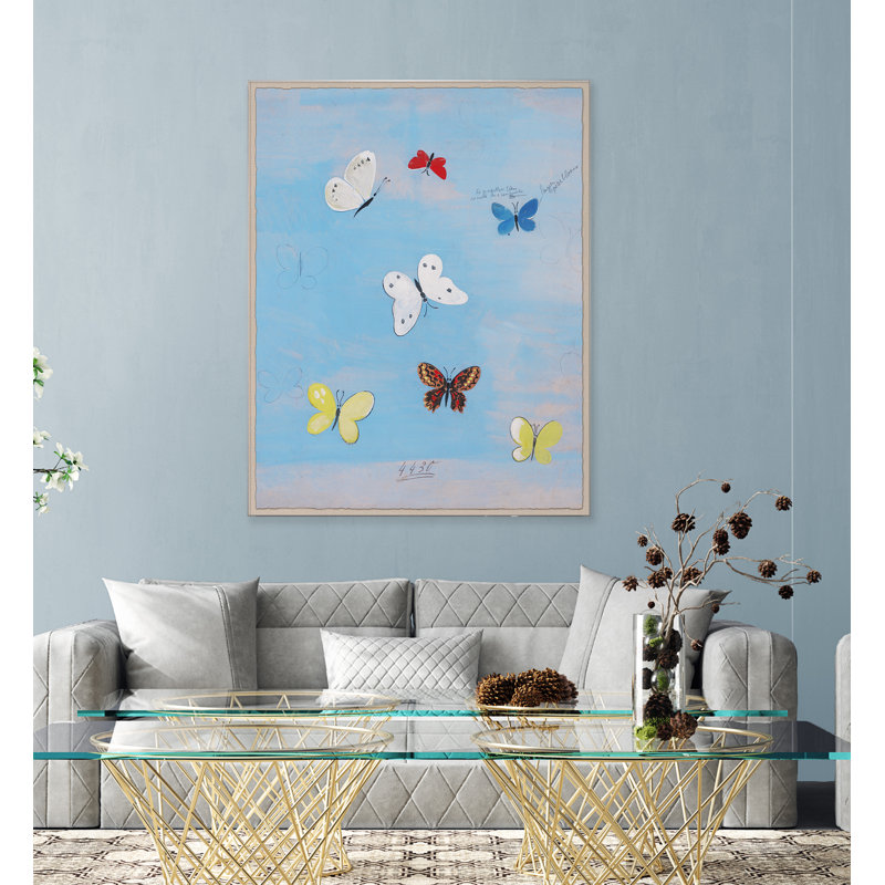 Flying Butterflies Print by Paule Marrot, 54" H x 42" W x 1.25" D, Unframed