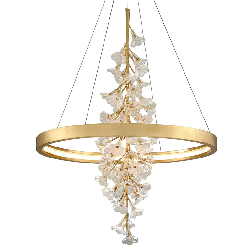 Jasmine 1 Light Chandelier, Gold Leaf, 50" H x 36" W x 36" D