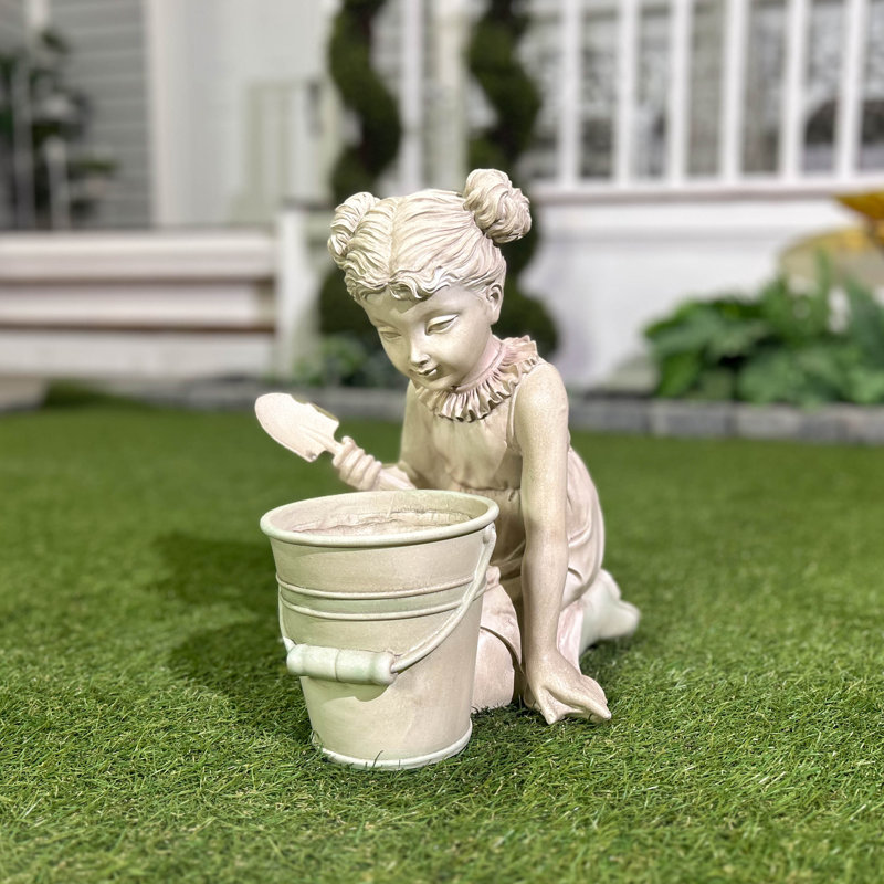 Statue de jardinière petite fille