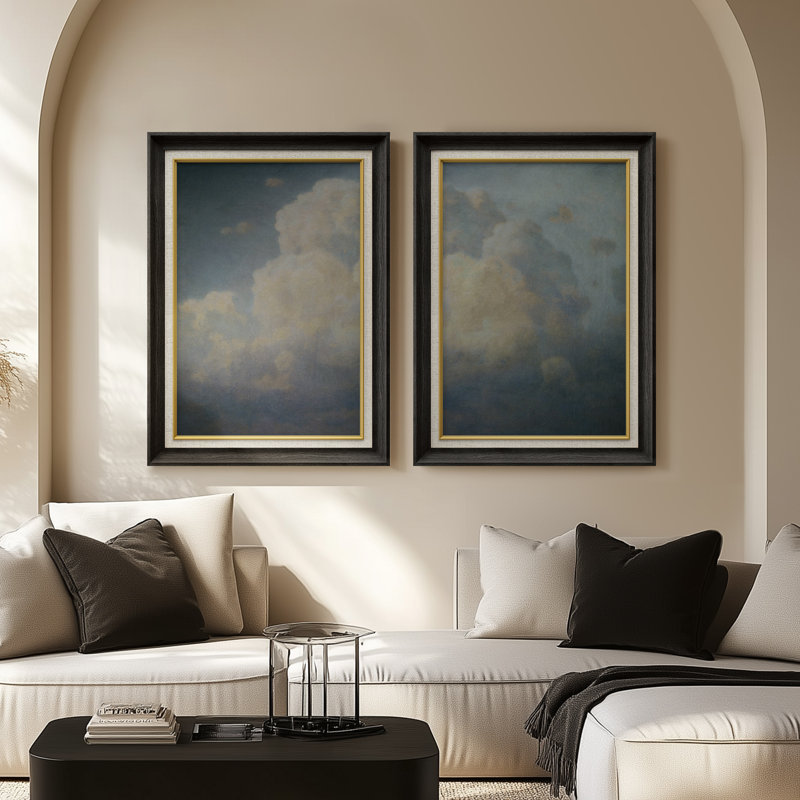 Ensemble de 2 œuvres d'art encadrées de qualité supérieure sur toile de qualité supérieure avec cadre de 26 po x 36 po, Noir