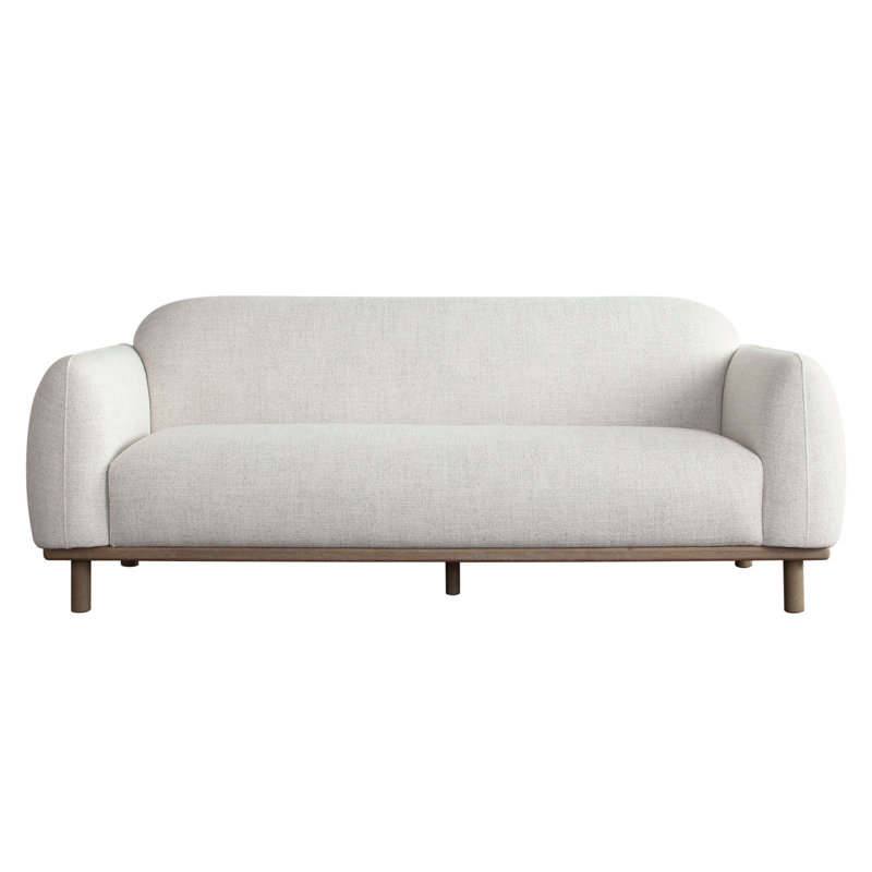 Canapé Larson en polyester orge clair avec bordure et pieds en bois