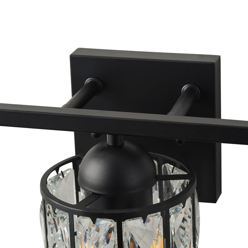 3-lamp matte black adjustable iron crystal Vanity Light