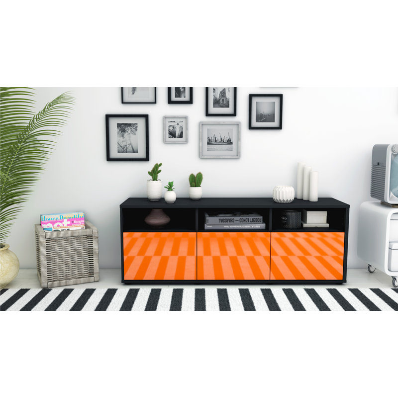 Wylie TV Stand, High-gloss Orange / Matte Anthracite
