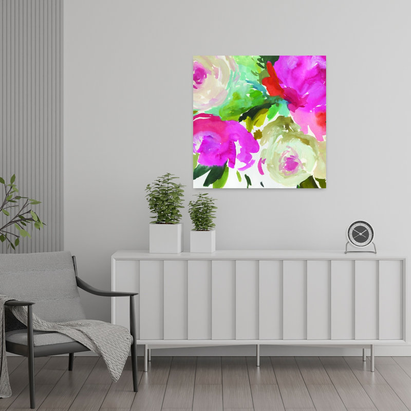 Belle III, art floral abstrait et naturel, H 24 po x l 24 po
