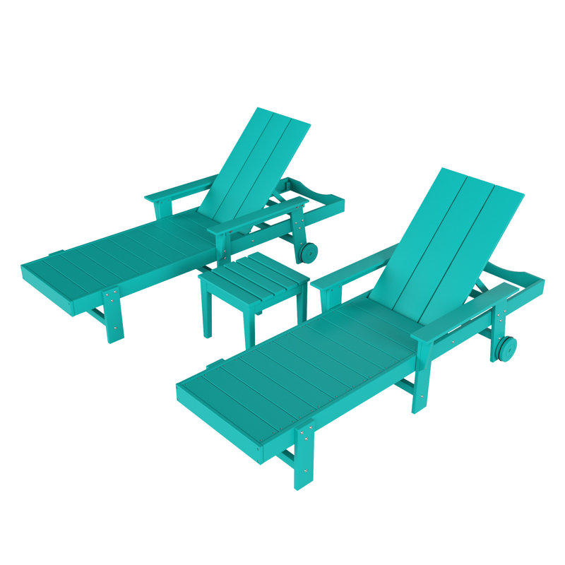 Joubert Outdoor Chaise Lounge with Table, Turquoise