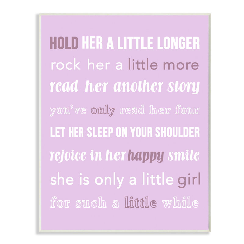 Art textuel "holding a little plus" purple, H 15 po x l 10 po, Plaque