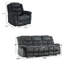 Ensemble de salon inclinable manuel en microfibre 3 pièces - 2 fauteuils inclinables et canapé-1729928396