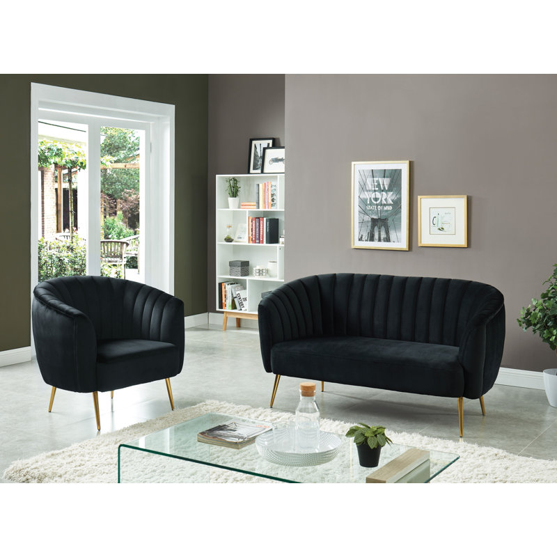 Parrish Upholstered Barrel Chair, Black Polyester Blend