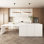 Îlot de cuisine de 81 à 106 po avec plateau en bois manufacturé - Armoire de rangement réglable pour les cuisines de style campagne moderne et à aire ouverte