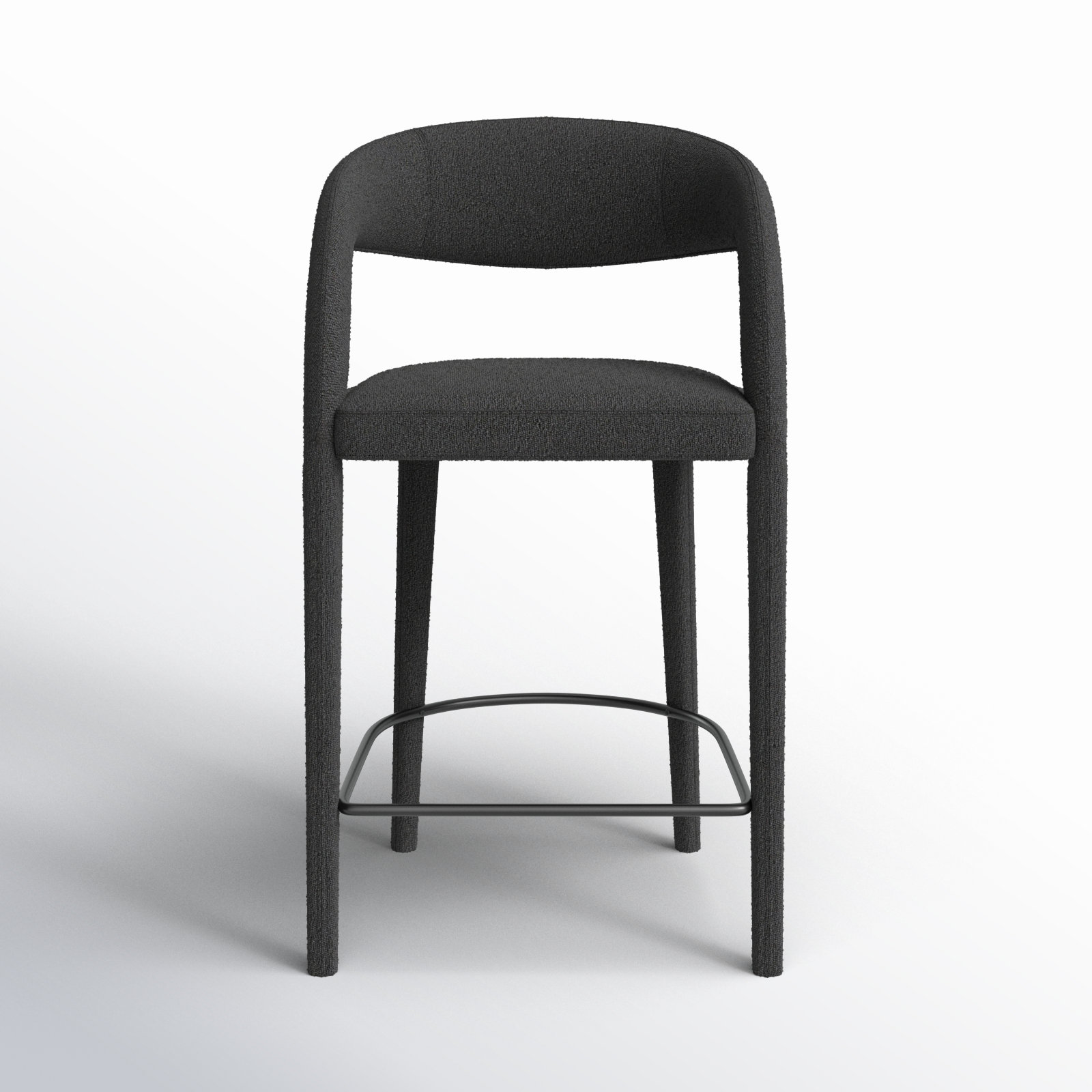 Geoffrey Bar Stool, Counter Stool (26.57" Seat Height), Fiqa Charcoal Boucle/Polyester