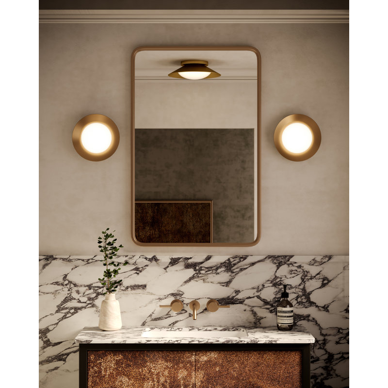 Cleo 1 - Light LED Flush Mounted Sconce, Gold, White/Brushed Gold