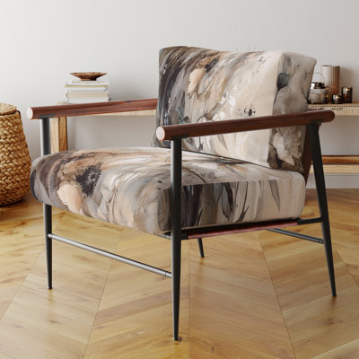 Fauteuil décoratif en velours délicat à motif floral chaleureux - Impressions florales délicates