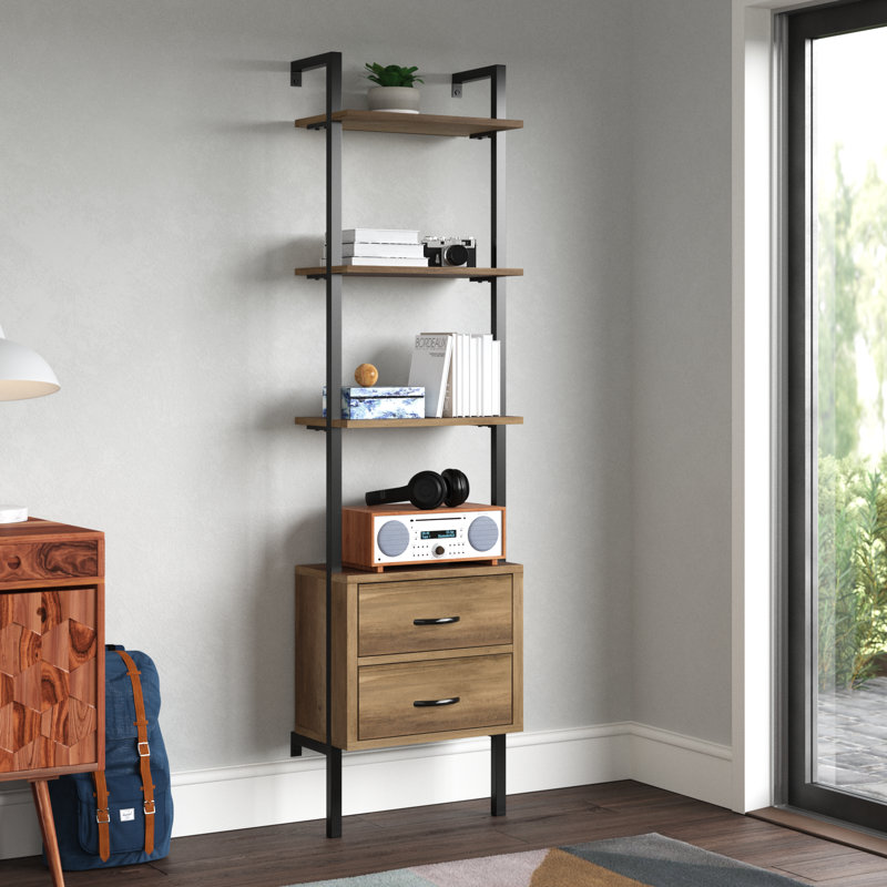 Jelks 184cm H x 48cm W Iron Ladder Bookcase