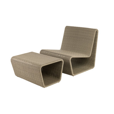 Lola Wicker/Rattan Adirondack Chair with Ottoman