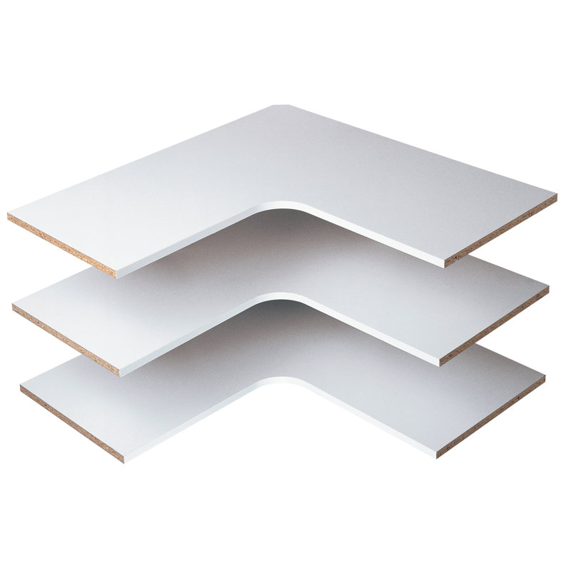 Grid 3 Piece L-Shaped Corner Shelf, White