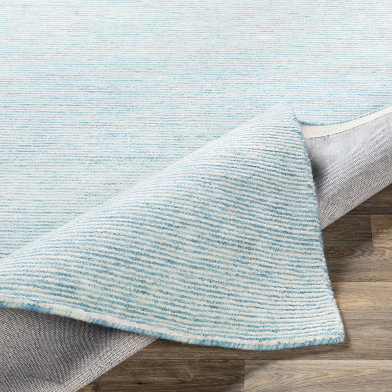 Tapis bleu turquoise touffeté à la main solid Gonzalas, Rectangle 2 pi x 3 pi