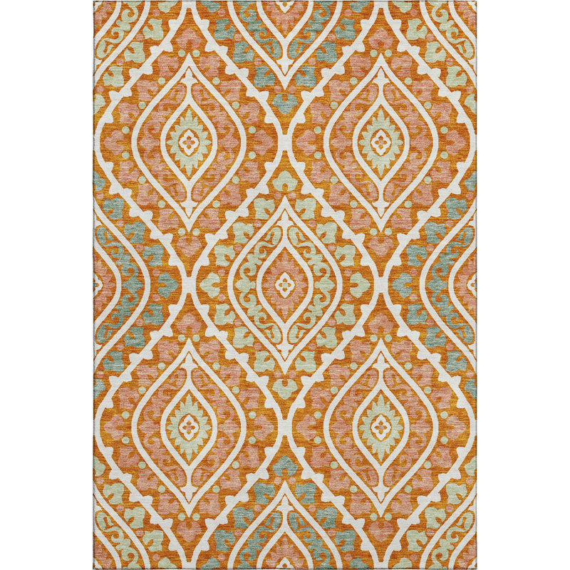 Premium Machine Washable Lisse Orange Rug, Rectangle 5' x 7'6"