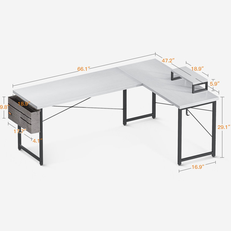 L-Shape Desk Inbox Zero Color (Top/Frame): White, Size: 29.13'' H x 50.4'' W x 41.33'' D