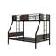 Lit superposé simple au-dessus d'un lit double en métal pour la chambre à coucher, avec garde-corps, lit gigogne, 2 échelles, conception, sans sommier, bois franc d'ingénierie brun, construction solide, installation rapide avec lit gigogne, cadre, espace