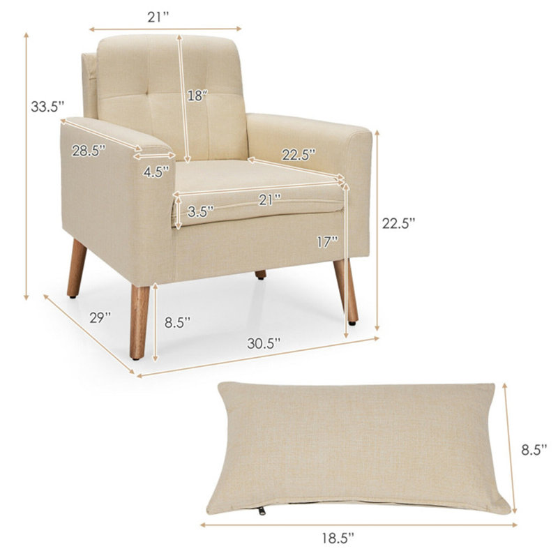 Araud Upholstered Armchair, Beige Linen