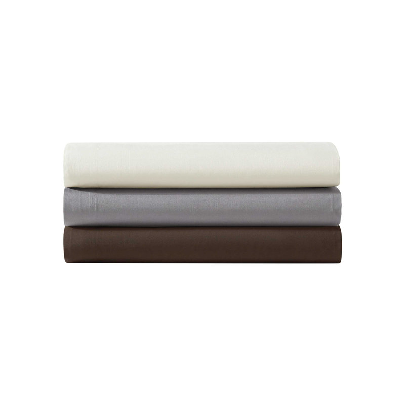 Vera Wang Cool Comfort Solid Cotton Sheet Set, Queen Sheet Set with 2 Pillowcases, Beige