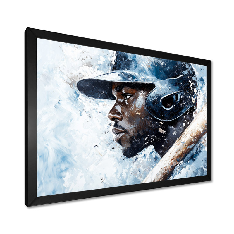Baseball Player Profile - Sport Baseball Wall Art, Single Picture Framed Print without Mat, Black, 12" H x 20" W