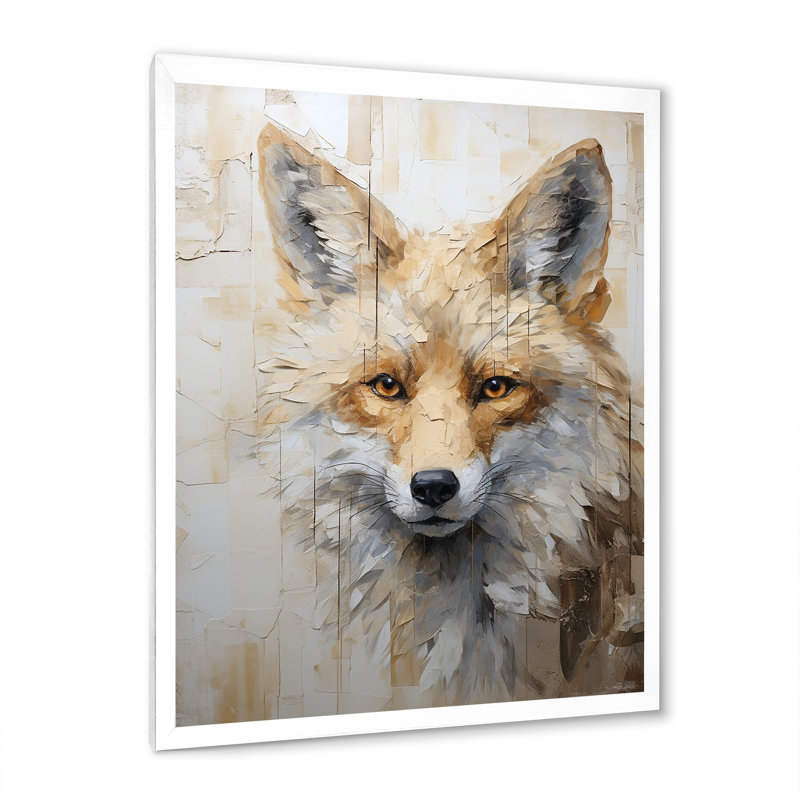 «Minimalisme beige renard Portait», reproduction d'art sur toile, Cadre photo blanc, H 40 po x l 30 po x P 1,5 po