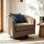 Fauteuil demi-tonneau pivotant en velours côtelé avec base en bois massif Applewold-932401100