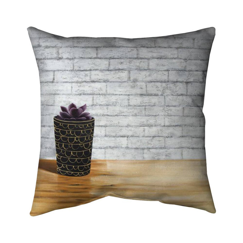 Succulent in a pot - 16"x16" Throw pillow - Poly twill - Print on demand, 16" H x 16" W, Polyester/Polyfill