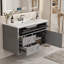 Meuble-lavabo mural 36 po, armoire de rangement flottante avec 2 tiroirs, 1 tiroir basculant, lavabo simple en céramique 3 trous, armoire moderne-2055328747