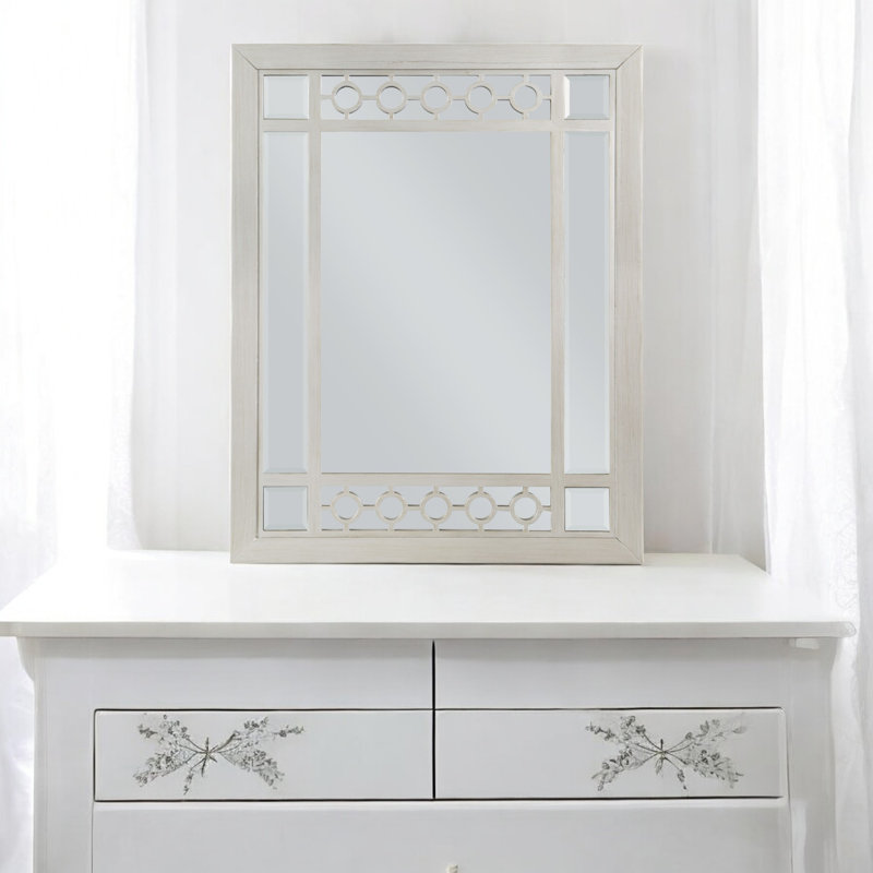 Silver Rectangular Wall Mirror With Mirrored Finish Frame | Gift Idea