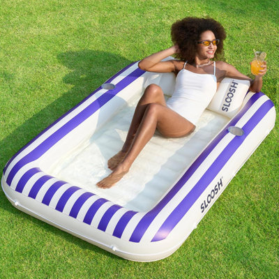 Chaise longue de bronzage gonflable avec coussin, 70 po x 46 po