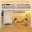 Lit mezzanine simple avec lumières à DEL, 3 tiroirs de rangement, bibliothèque pour enfants à 3 niveaux, 5 casiers ouverts et escaliers, lit mezzanine bas en métal simple avec garde-corps de 13,4 po, peu encombrant-777571810