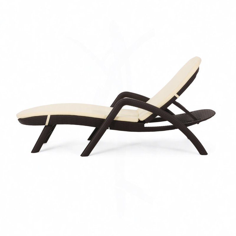 Samantha All-Weather Wicker-Like Chaise Lounge with Ergonomic Design & High-Density Cushion | Weather-Resistant Plastic Patio Lounger for Poolside & Gardens