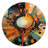 Orange Retro Vibe Background IV - Modern Geometric Metal Round Wall Art-816103048