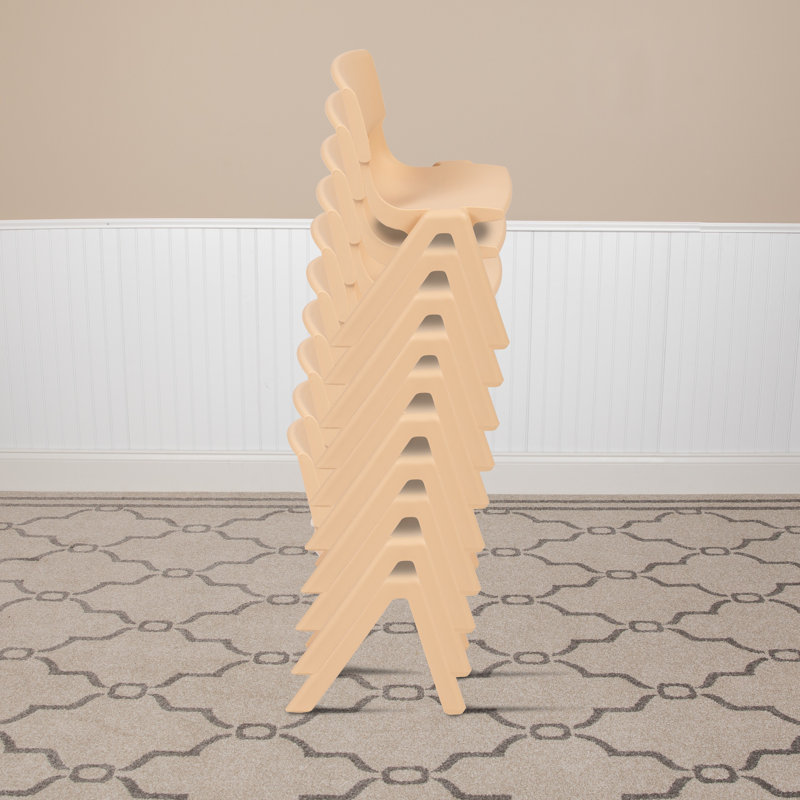 Demaio Goddard Plastic Stackable Preschool Chairs, Natural, 12"
