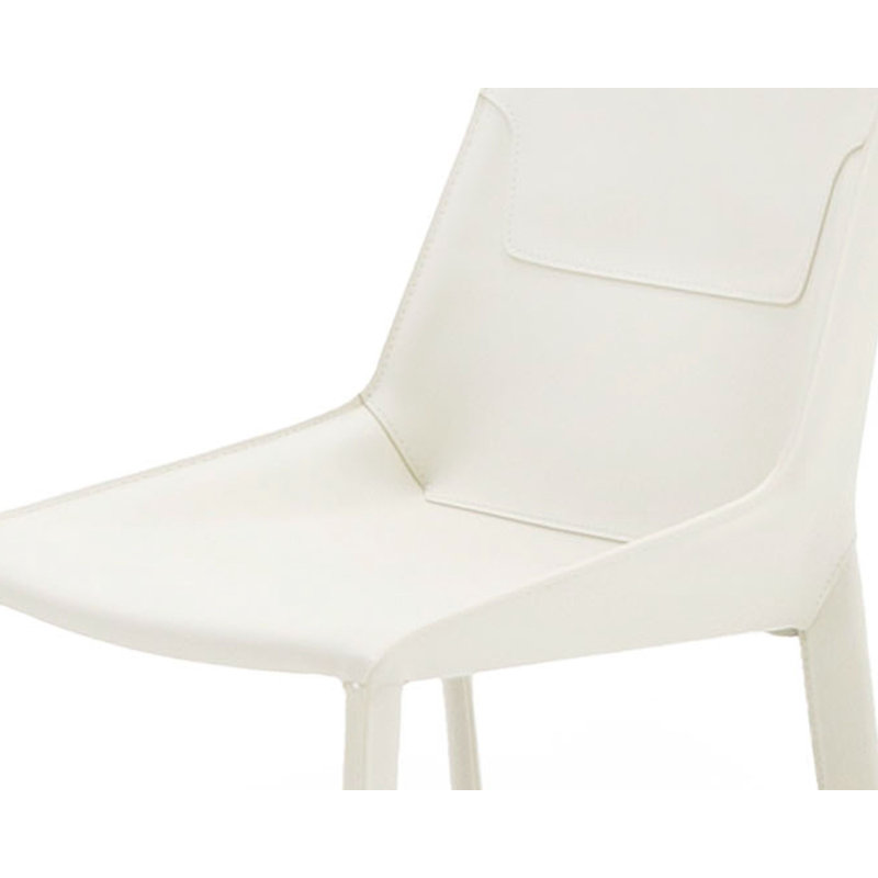 Merli - Modern Saddle Leather Dining Chairs, Ivory