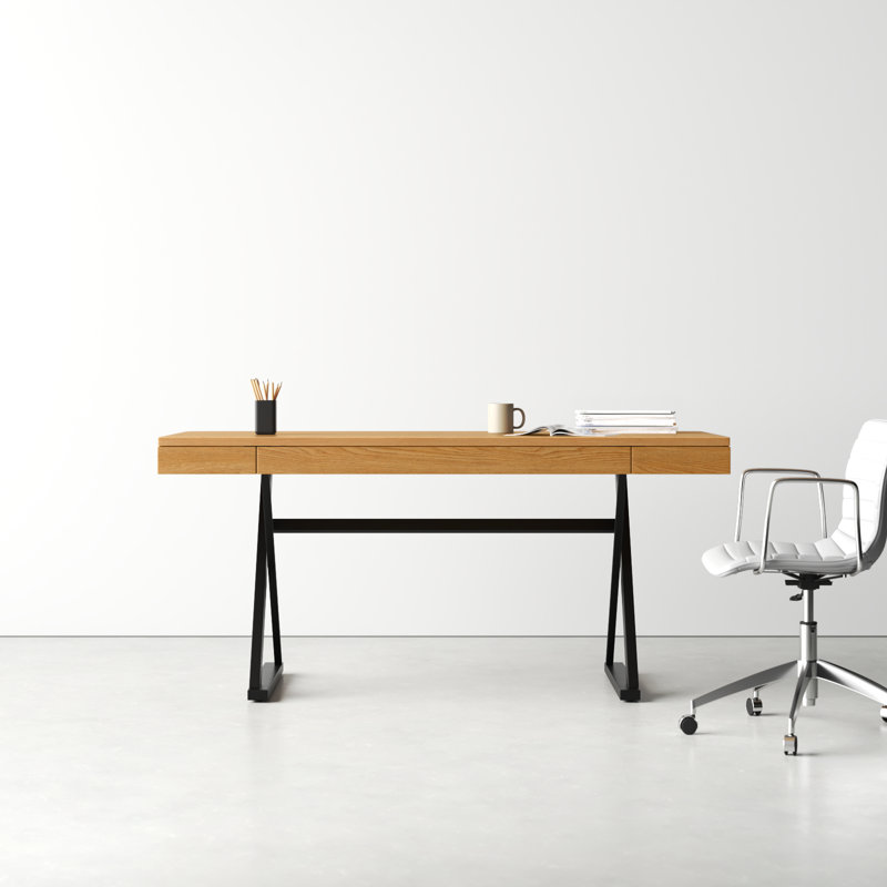 Suki 3-Drawer Rectangle Writing Desk , Oak