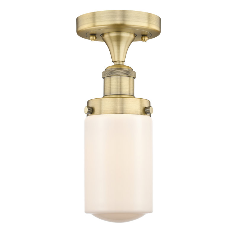 Plafonnier semi-encastré en verre Erkson, Blanc mat, Laiton brossé
