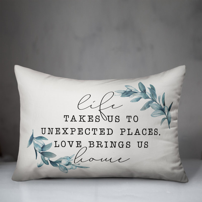 Life Takes us Palaces Love Brings us Home Lumbar Pillow, Polyester/Polyfill