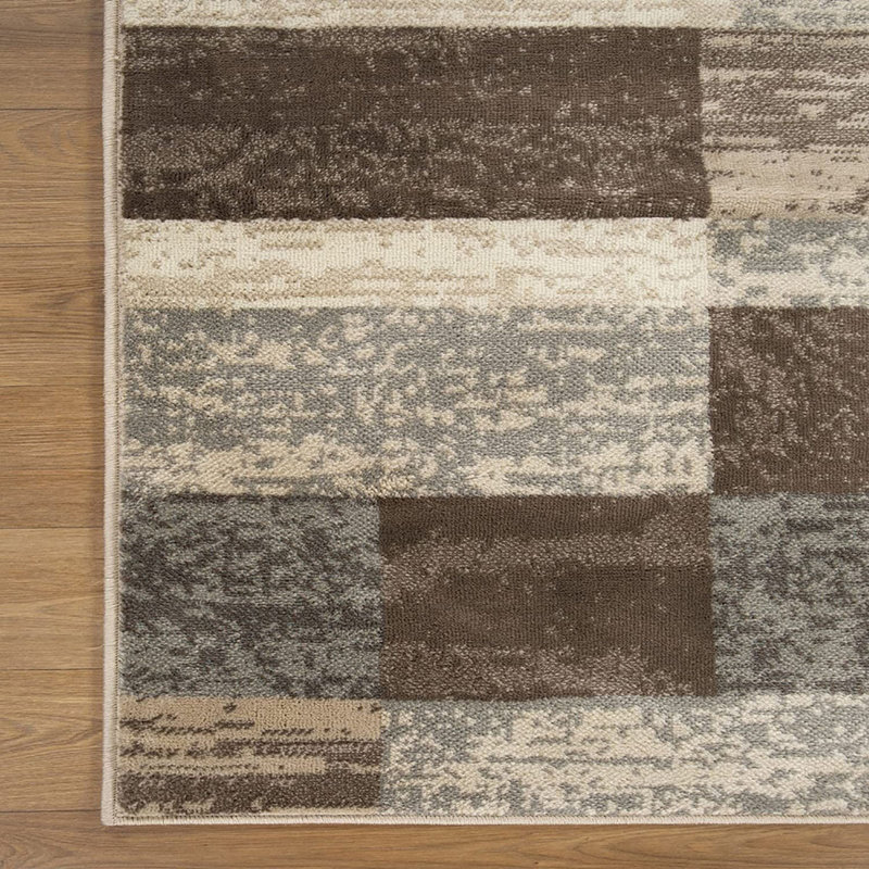 Tapis 7 pi x 9 pi patchwork ardoise résistant aux taches