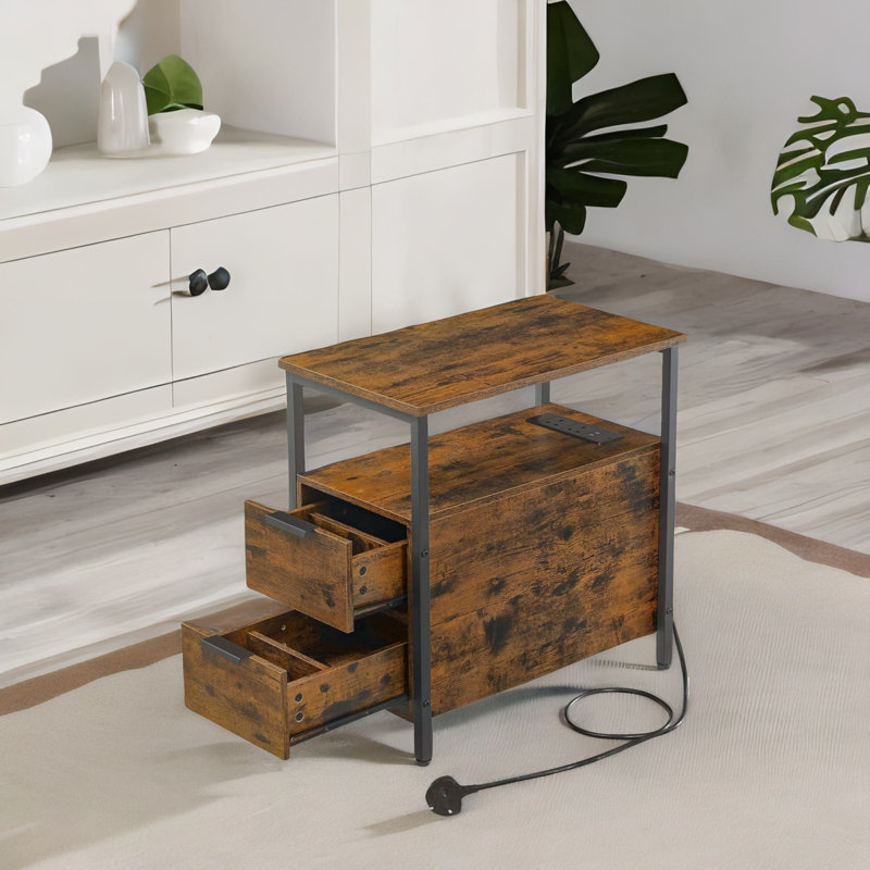 Slim Bedside Table With Power And USB Outlets