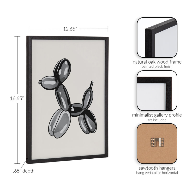 Art moderne ballon moderne, Cadre noir, H 12,65 po x l 16,65 po