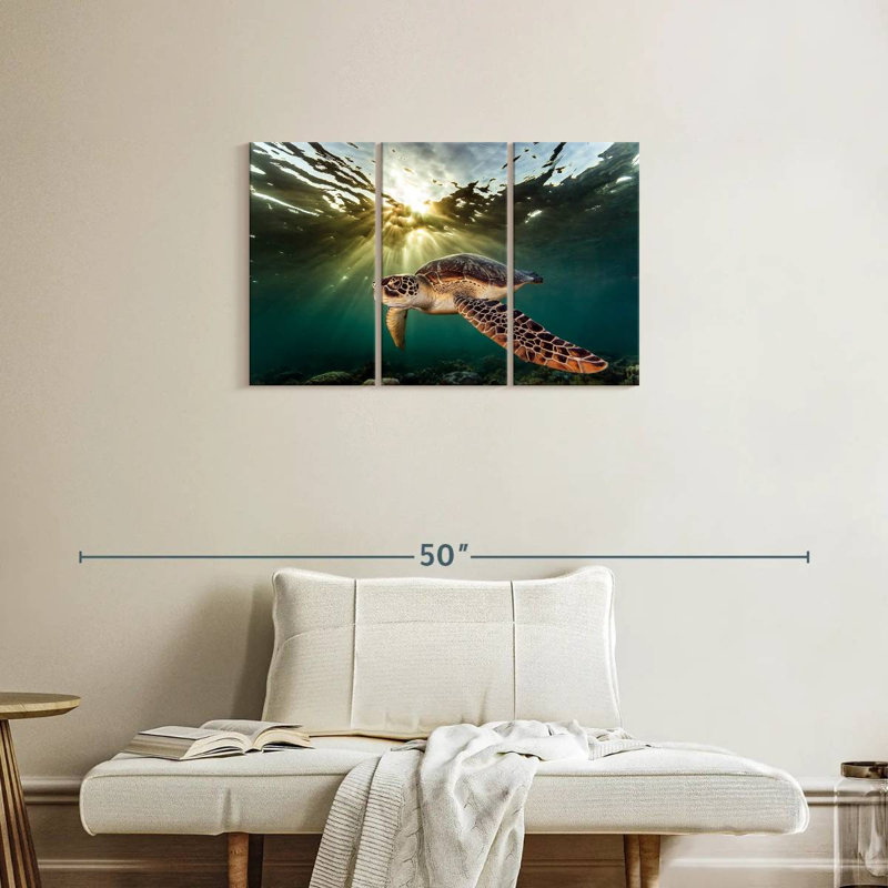 Rare Green Sea Turtle, 20" H x 33" W