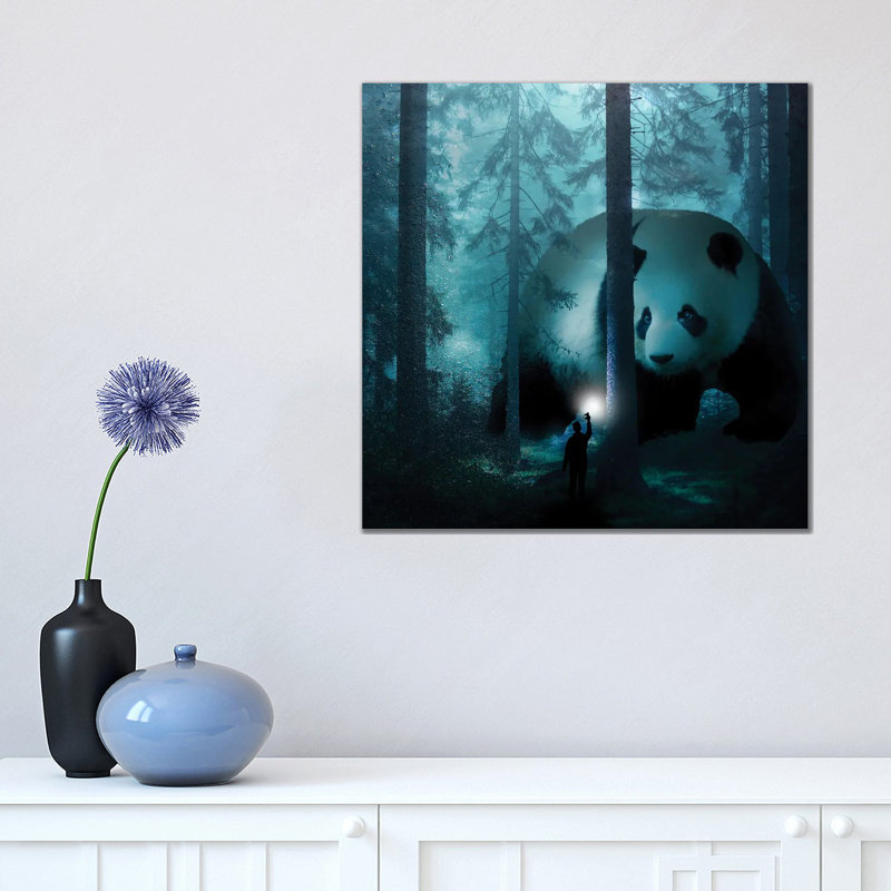 Giant Panda In A Forest by David Loblaw - Wrapped Canvas Painting, 45.72 cm H x 45.72 cm W x 1.91 cm D