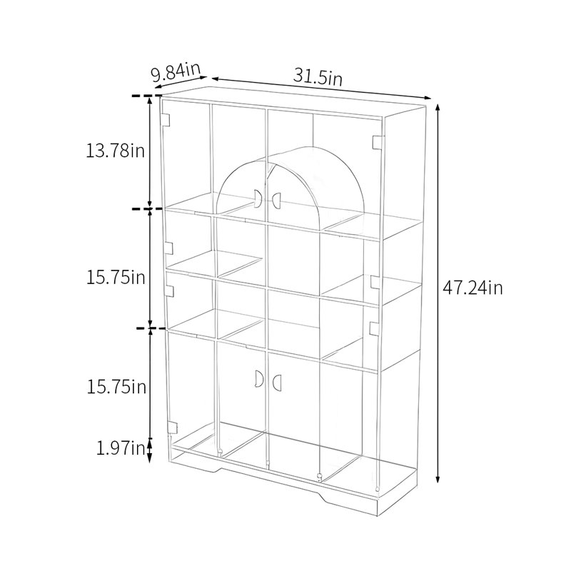 Dust-proof acrylic display accent cabinet, Dark Gray