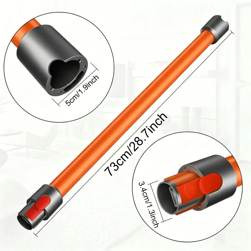 Vacuum Extension Tube Rod for V7 V8 V10 V11 V15 Cordless Stick Vacuums, Vacuum Cleaner Replacement Rod Vacuum Tubes, Quick Release Extension, 73cm