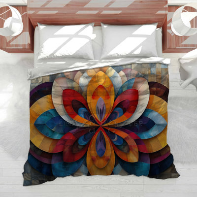 Geometric Flower Abstract Cotton Blend Comforter